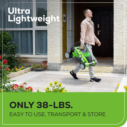 Greenworks 40V 21" Self-Propelled Cordless Lawn Mower – Brushless Motor, 5.0Ah Battery & Charger(75+ Tool Compatible)