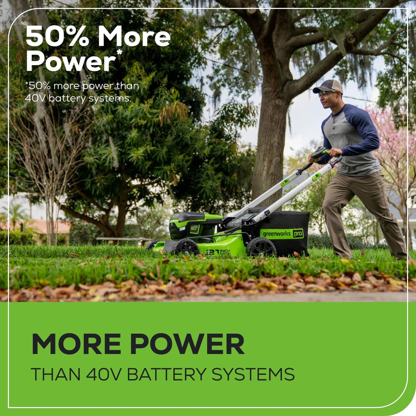 Greenworks 60V 21" Self-Propelled Cordless Lawn Mower, Brushless Motor, LED Lights, Includes 2X 4.0Ah Batteries & Rapid Dual-Port Charger(75+ Tool Compatibility, 45Min Runtime)