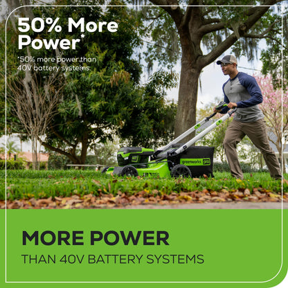 Greenworks 60V 21" Self-Propelled Cordless Lawn Mower, Brushless Motor, LED Lights, Includes 2X 4.0Ah Batteries & Rapid Dual-Port Charger(75+ Tool Compatibility, 45Min Runtime)