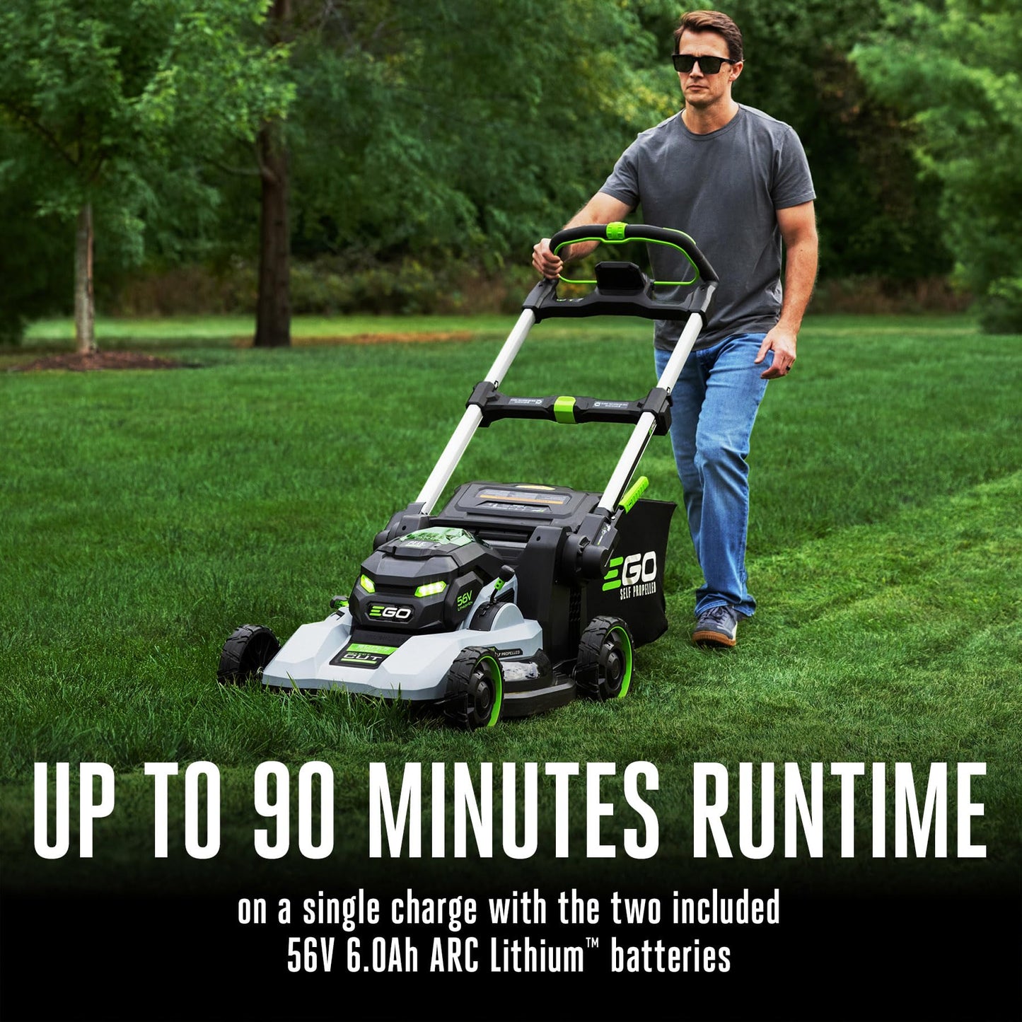 EGO POWER+ Electric Lawn Mower, Self-Propelled Cordless with Select Cut and Touch Drive, Includes (2) 56V 6.0Ah Batteries and Rapid Charger - LM2134SP-2