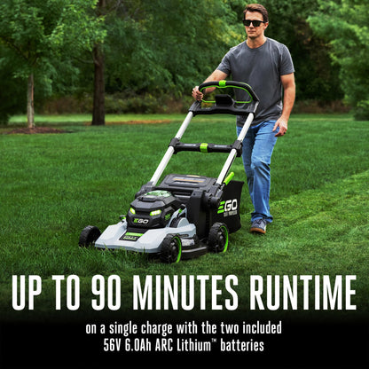 EGO POWER+ Electric Lawn Mower, Self-Propelled Cordless with Select Cut and Touch Drive, Includes (2) 56V 6.0Ah Batteries and Rapid Charger - LM2134SP-2