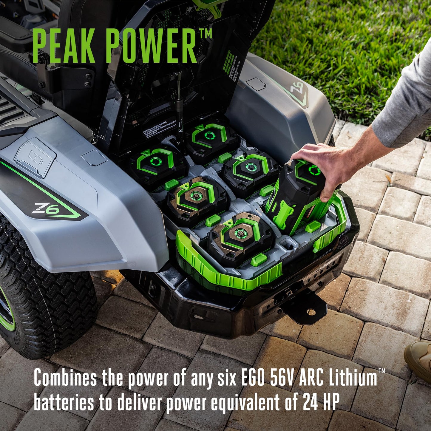 EGO POWER+ Z6 Zero Turn Riding Lawn Mower, 42" Deck, Includes (6) 56V 6.0Ah Batteries and 880W Charger - ZT4214L