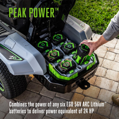 EGO POWER+ Z6 Zero Turn Riding Lawn Mower, 42" Deck, Includes (6) 56V 6.0Ah Batteries and 880W Charger - ZT4214L