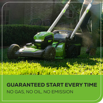 Greenworks 80V 21" Brushless Cordless (Self-Propelled) Lawn Mower (75+ Compatible Tools), 4.0Ah Battery and 60 Minute Rapid Charger Included