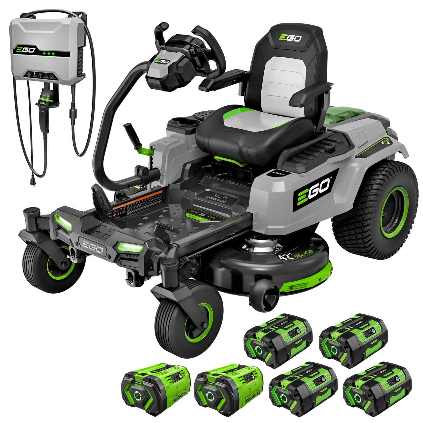 EGO POWER+ Z6 Zero Turn Riding Lawn Mower, 42" Deck, Includes (6) 56V 6.0Ah Batteries and 880W Charger - ZT4214L
