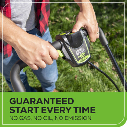 Greenworks 48V (2x24V) Electric Lawn Mower Combo Kit: 20"Steel Deck Push Mower, 12" String Trimmer, 320 CFM Blower, 3 Batteries & 2 Chargers, 3-Year Warranty.