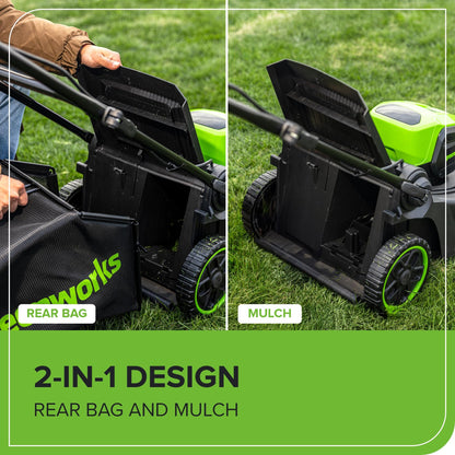 Greenworks 60V 21" Self-Propelled Cordless Lawn Mower, Brushless Motor, LED Lights, Includes 2X 4.0Ah Batteries & Rapid Dual-Port Charger(75+ Tool Compatibility, 45Min Runtime)
