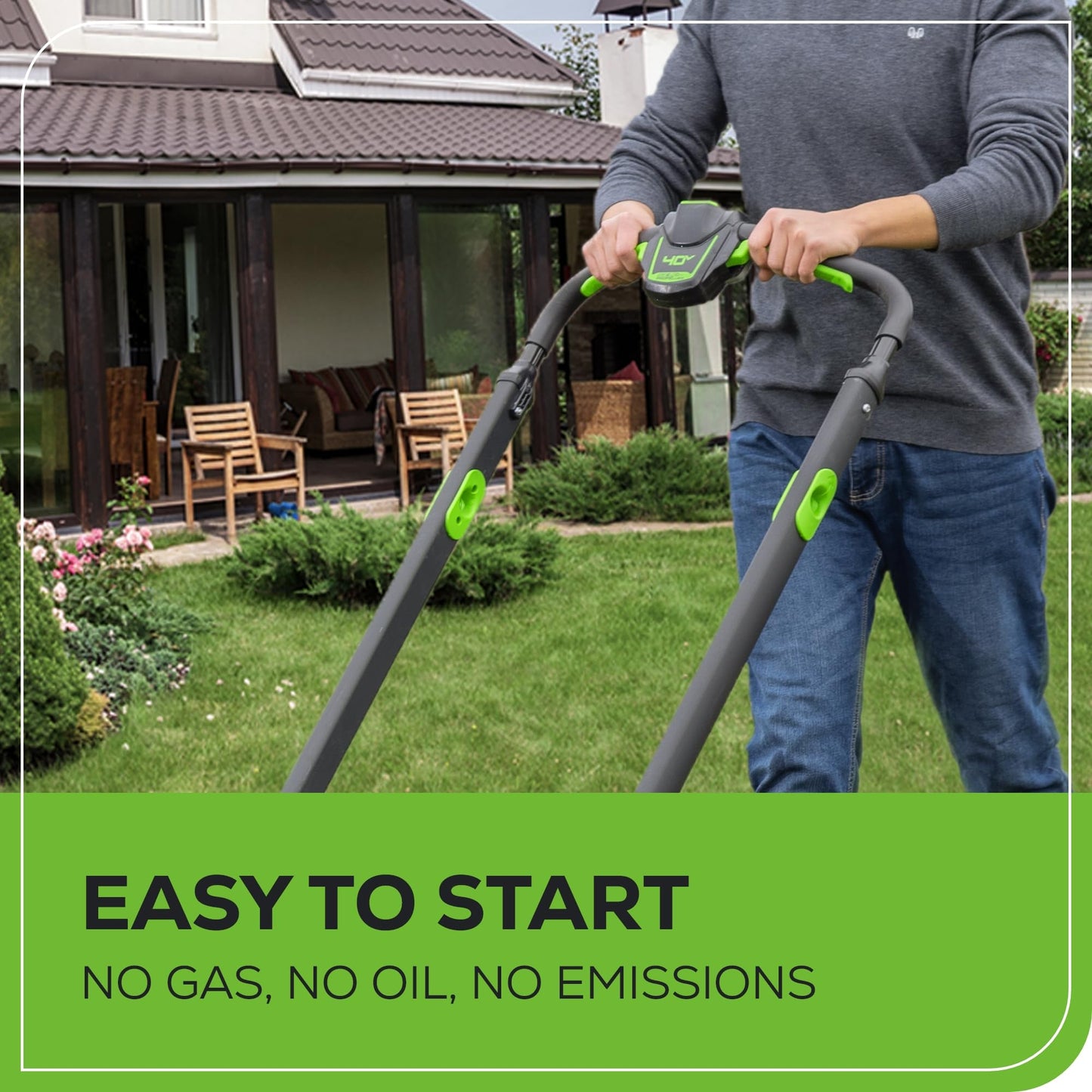 Greenworks 40V 21" Self-Propelled Cordless Lawn Mower – Brushless Motor, 5.0Ah Battery & Charger(75+ Tool Compatible)