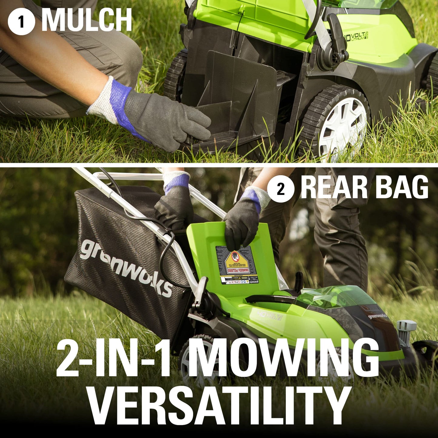 Greenworks 40V 21" Self-Propelled Cordless Lawn Mower – Brushless Motor, 5.0Ah Battery & Charger(75+ Tool Compatible)