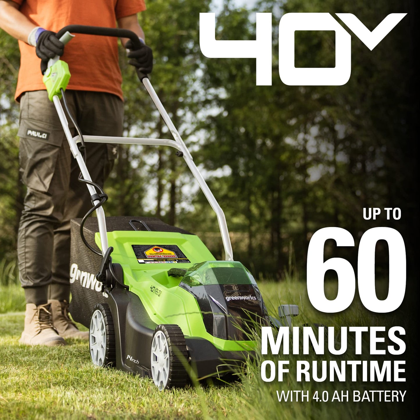 Greenworks 40V 21" Self-Propelled Cordless Lawn Mower – Brushless Motor, 5.0Ah Battery & Charger(75+ Tool Compatible)