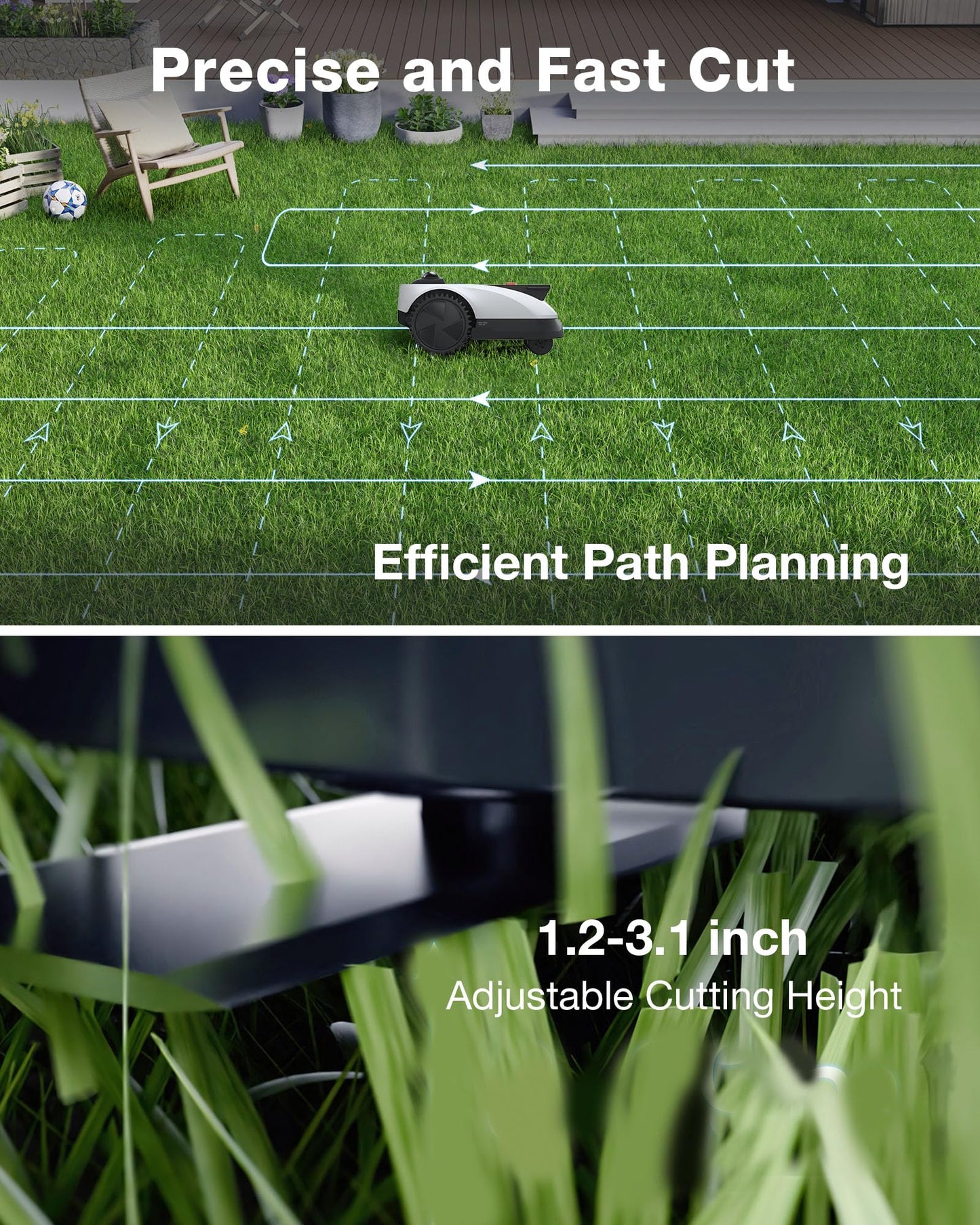 ECOVACS Goat A2000 LiDAR PRO Robotic Lawn Mower for Up to 1/2 Acre, Wire-Free with Dual-LiDAR Auto Mapping, Built-in TruEdge Edge Trimmer, AIVI 3D Obstacle Avoidance, Smart App Control