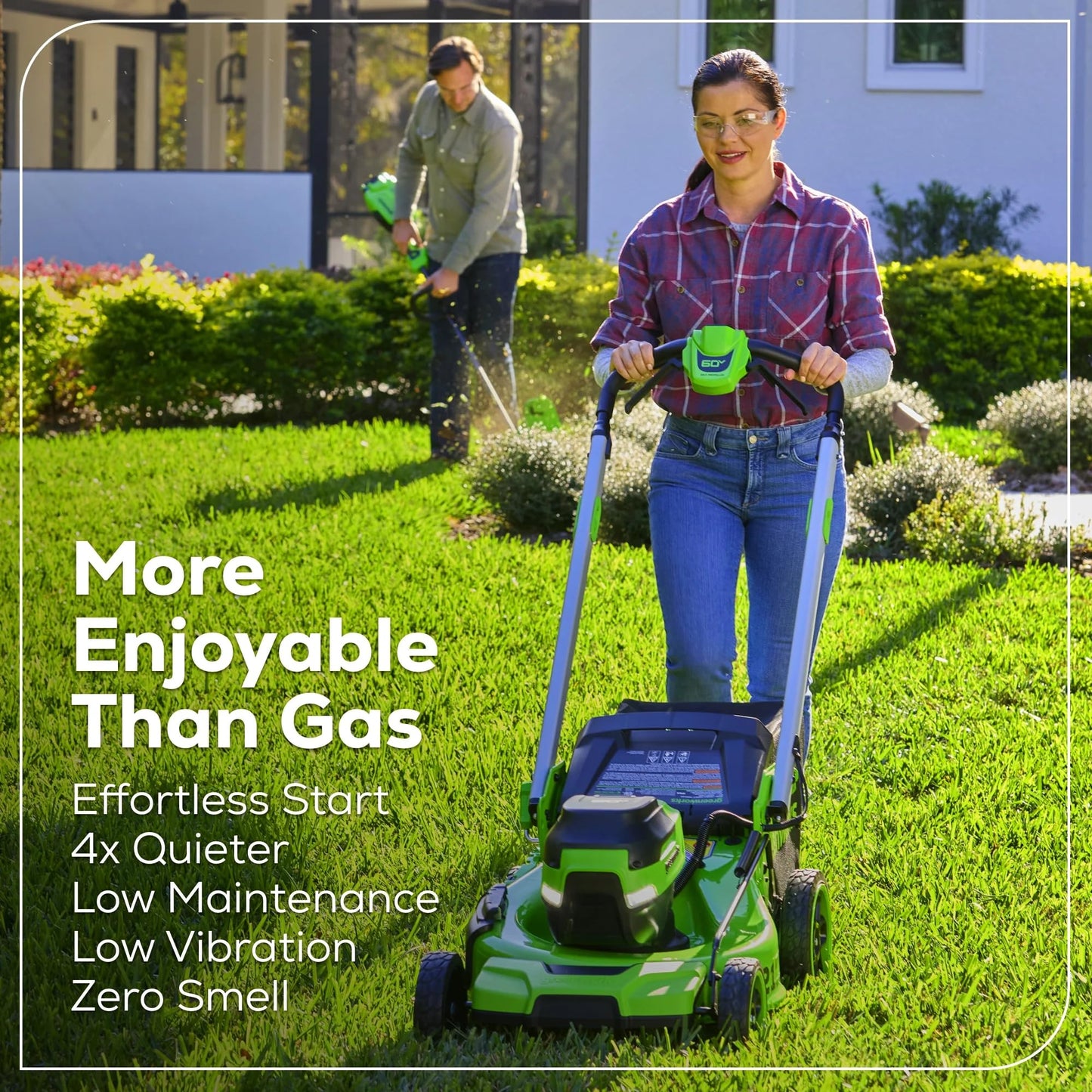 Greenworks 60V 21" Self-Propelled Cordless Lawn Mower, Brushless Motor, LED Lights, Includes 2X 4.0Ah Batteries & Rapid Dual-Port Charger(75+ Tool Compatibility, 45Min Runtime)