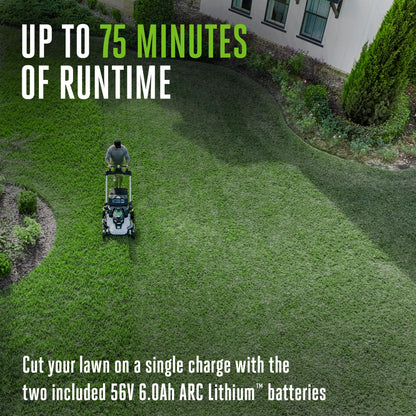 EGO POWER+ Electric Lawn Mower, Self-Propelled Cordless with Select Cut and Touch Drive, Includes (2) 56V 6.0Ah Batteries and Rapid Charger - LM2134SP-2