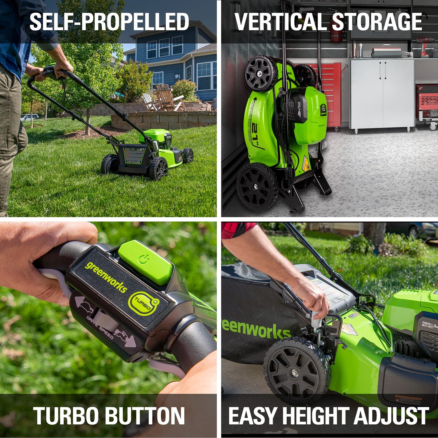 Greenworks 48V (24V x 2) 21" Brushless Cordless (Self-Propelled) Lawn Mower (LED Headlight), (2) 5.0Ah Batteries and Dual Port Rapid Charger Included (200+ Compatible Tools)