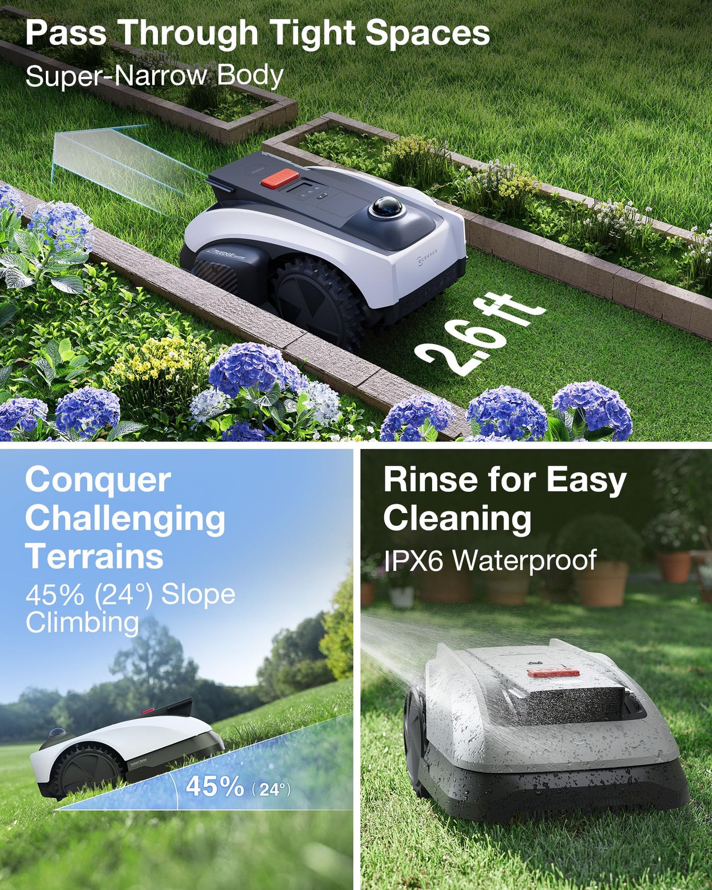 ECOVACS Goat A2000 LiDAR PRO Robotic Lawn Mower for Up to 1/2 Acre, Wire-Free with Dual-LiDAR Auto Mapping, Built-in TruEdge Edge Trimmer, AIVI 3D Obstacle Avoidance, Smart App Control