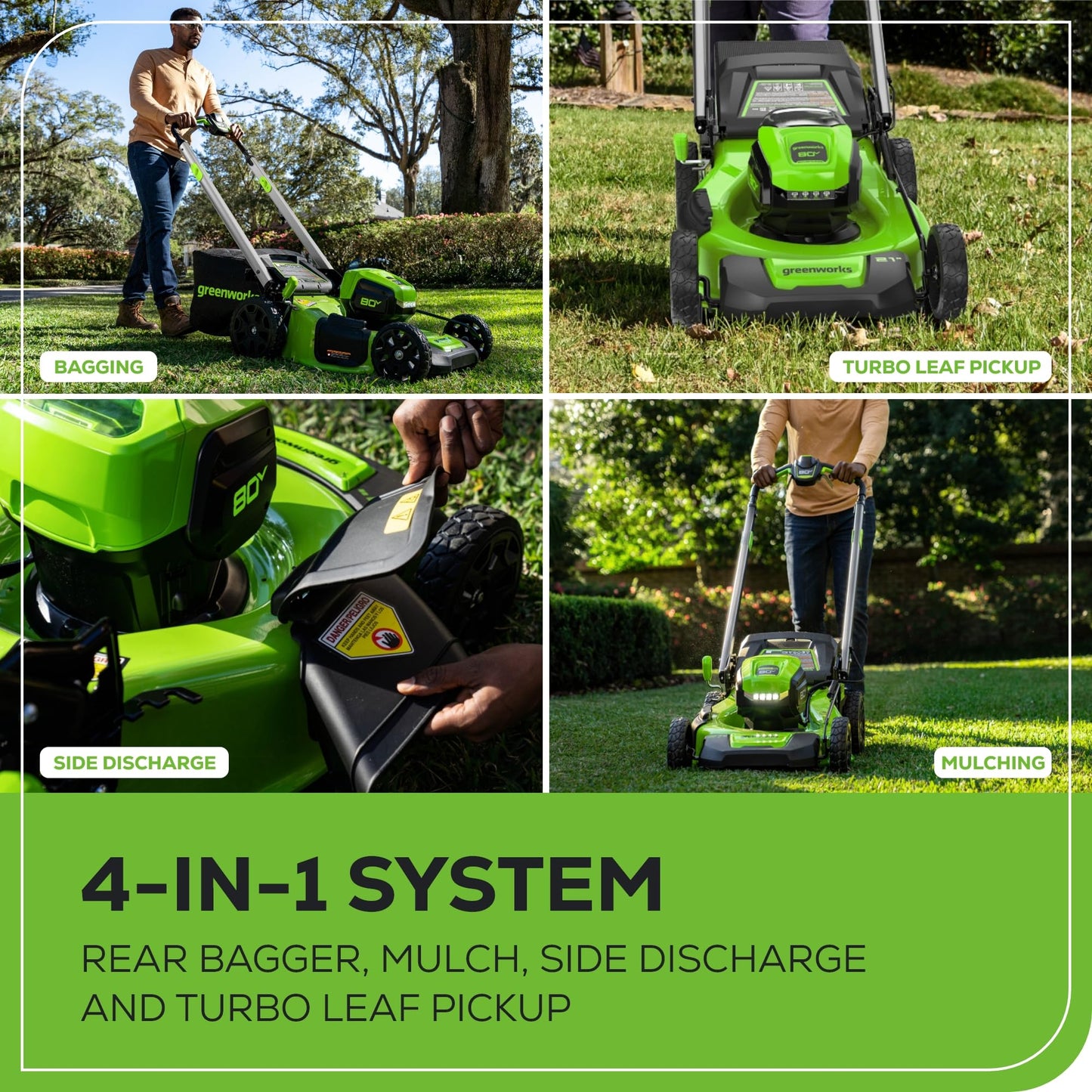 Greenworks 80V 21" Brushless Cordless (Self-Propelled) Lawn Mower (75+ Compatible Tools), 4.0Ah Battery and 60 Minute Rapid Charger Included