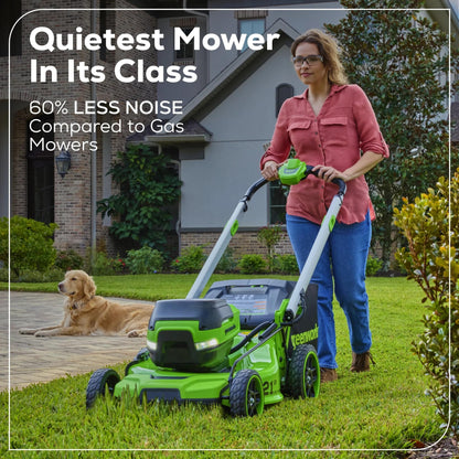 Greenworks 60V 21" Self-Propelled Cordless Lawn Mower, Brushless Motor, LED Lights, Includes 2X 4.0Ah Batteries & Rapid Dual-Port Charger(75+ Tool Compatibility, 45Min Runtime)