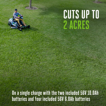 EGO POWER+ Z6 Zero Turn Riding Lawn Mower, 42" Deck, Includes (6) 56V 6.0Ah Batteries and 880W Charger - ZT4214L