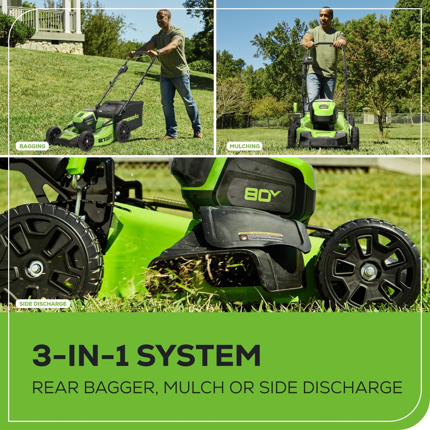 Greenworks 80V 25" Brushless Cordless (Self-Propelled) Dual Blade Lawn Mower (LED Headlight + Aluminum Handles), 4.0Ah Battery and Rapid Charger Included