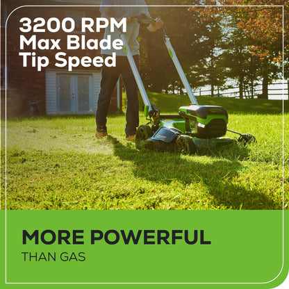 Greenworks 60V 21" Self-Propelled Cordless Lawn Mower, Brushless Motor, LED Lights, Includes 2X 4.0Ah Batteries & Rapid Dual-Port Charger(75+ Tool Compatibility, 45Min Runtime)